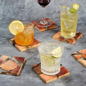 Sous-verre en résine et bois tendance et unique – Idéal pour la décoration moderne de salle à manger, salon, bureau ou maison – Idée cadeau – Catégorie de produit : Tapis et sous-plats - Product Image 5