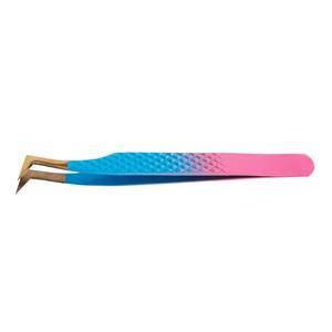 Pinzas Quirúrgicas de Precisión Morje para Pestañas, Acero Inoxidable, Punta Suave, Mango con Degradado Azul y Rosa, Modelo MS-ET-0007 - Product Image 6