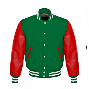 Chaquetas Varsity para Hombre con Mangas de Cuero en Color Contrastante, Diseño Único, Chaqueta Varsity Clásica de Color Sólido - Product Image 5