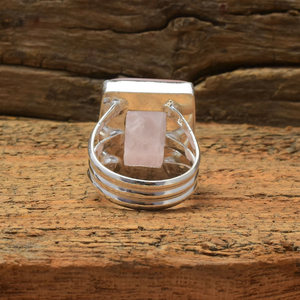 925 Sterling Silver Classic Designer <b>Ring</b> Natural Rose <b>Quartz</b> Gemstone Elegant Wedding Anniversary Valentine's Day <b>Ring</b> For Her - Product Image 3