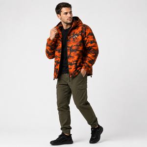 High Quality Men’s Custom Orange <b>Camo</b> Hooded Puffer Men's <b>Jackets</b> Lightweight Outdoor Streetwear Windproof Winter Coat Wholesale - Product Image 2