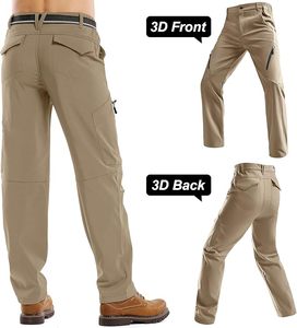 Pantalones Cargo Impermeables y Cortavientos para Hombre, 10000 mm, Poliéster y Nailon, Pantalones de Senderismo para Exteriores con Cierre de Cremallera, Color Beige - Product Image 2