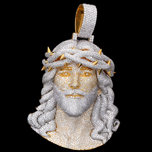 Pendentif Chrétien Religieux pour Hommes et Femmes, Design Tête de Jésus Dorée Scintillante, Moissanite Taille Brillante, Argent 925, Bijoux Hip Hop pour Fêtes - Product Image 4