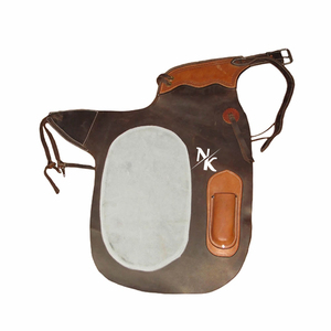 Cuissardes en cuir Western pour homme avec poche en cuir et fermeture à boucle, protections de cuisse en cuir véritable - Product Image 1
