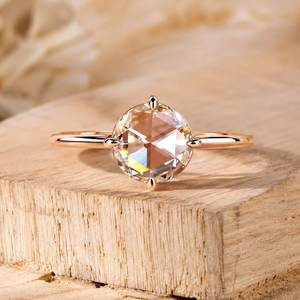 Magnifique bague solitaire en or avec diamant de laboratoire, taille rose, couleur E, sertie à griffes, diamant cultivé en laboratoire, certification IGI - Product Image 1