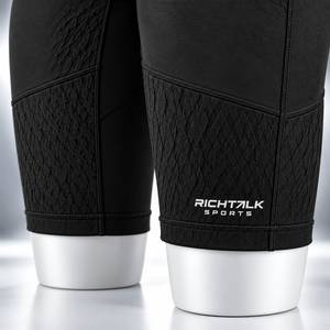 Shorts de cyclisme pour homme, à compression, longueur genou, taille élastique, couleur noire unie - Product Image 5