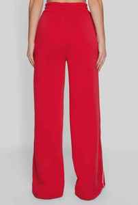 Conjunto Deportivo Rojo Personalizado para Mujer, Chaqueta con Cierre y Pantalones Anchos, Ropa Deportiva Casual de Dos Piezas - Product Image 5