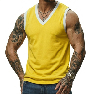 Wholesale Customizable Men's Muscle Fit V Neck Sleeveless Vest Stylish Casual Urban Streetwear Premium Quality Tank Tops For Men - Product Image 1