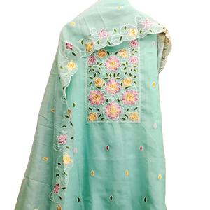 Broderie Pura Organza et soie pure avec dupatta costume de robe pour femmes - Product Image 3
