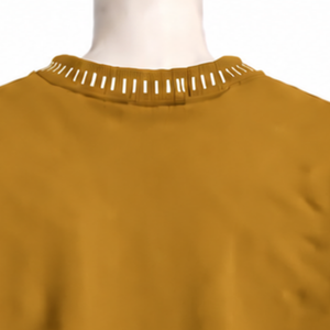Sweat-shirt à col rond pour homme, jaune moutarde, avec bordure cousue, effet usé, coupe ample, manches longues, pull décontracté, streetwear, haut tendance - Product Image 4