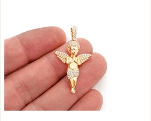 จี้เงินแท้ 925 ชุบทองประดับเพชรโมอิสซาไนต์รูปปีกนางฟ้าเด็กน้อย ดีไซน์สัญลักษณ์แห่งความสงบสุข ของ SHRAMAN JEWELS  ปรับความยาวได้ เหมาะสำหรับทั้งชายและหญิง - Product Image 2