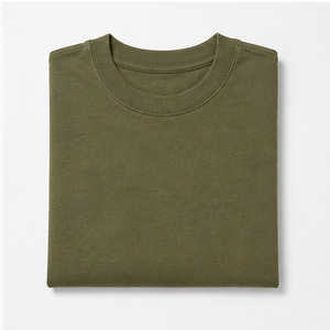T-shirt Homme Oversize à Manches Courtes et Col Rond en Coton et Chanvre Vert Olive Personnalisé MTS-OVR-0019 - Product Image 5