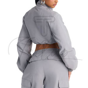 Veste coupe-vent légère en nylon pour femme, style streetwear, col montant en toile, zippée, imperméable, personnalisable - Product Image 6