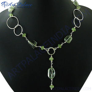Collier élégant en argent 925 avec pierres précieuses d'améthyste verte et de préhnite - Product Image 3