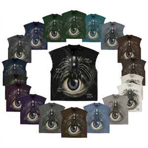 450 GSM Breathable French Terry fashionable Style Sleeveless Tank Top Vintage Streetwear Oversized Punk Heavy Weight T Shirts - Product Image 1