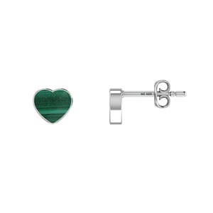 Boucles d'oreilles clous en argent sterling 925 de qualité supérieure, avec malachite marine, forme cœur, fermoir papillon, sertissage clos, tendance, cadeau pour mariage et fête - Product Image 1