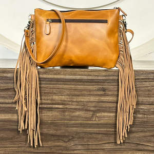 New Personalized 2026 Hand Tooled Leather Fringe Crossbody <b>Bag</b> for Women's Large Capacity Cowhide Zipper Shoulder Handbag Purses - Product Image 5