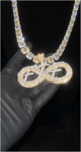Pendentif Hip Hop en Moissanite pour Homme, Lettre Infinie Sertie de Pierres, Argent 925 Plaqué Or, Moissanite VVS Personnalisée - Product Image 4