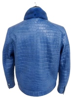 Veste coupe-vent matelassée en toile bleue rétro classique, design personnalisé, logo OEM, doublure polaire, hiver, homme