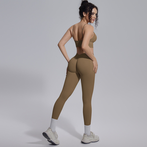 Ensemble de yoga sans couture taille haute pour femme, tenue de sport respirante pour la gym, soutien-gorge de sport et leggings deux pièces, vêtements de sport actifs - Product Image 5
