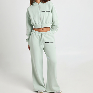 Conjunto de Dos Piezas de Ropa Casual, Top Corto con Cremallera y Pantalones Deportivos Holgados, Traje Deportivo de Color Sólido, Transpirable y a la Moda, Novedad 2026 - Product Image 6
