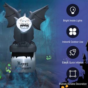 Lapide Gonfiabile di Halloween da 2,5 Metri con Luci LED a Forma di Gargoyle, Decorazione da Esterno per Giardino per le Festività - Product Image 3