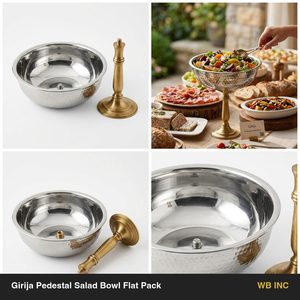Handmade 28cm SS304 Steel Hammered Bowl with Brass Stem Flat Pack <b>PC</b> Flat Pack Home Decor - Product Image 6