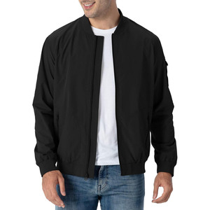 Blouson bomber gris pour homme, fermeture éclair, coupe décontractée, coupe-vent, col montant, coupe régulière, pour l'automne - Product Image 2