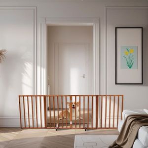 รั้วไม้สีน้ำตาลสำหรับสุนัข ประตูและคอกสัตว์เลี้ยงดีไซน์หรูหรา - Product Image 4