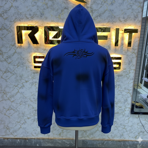 Sudadera con capucha oversize naranja personalizada con cremallera para hombre y mujer, estilo urbano, lavado ácido, estampado gráfico, algodón grueso, forro polar, OEM - Product Image 6