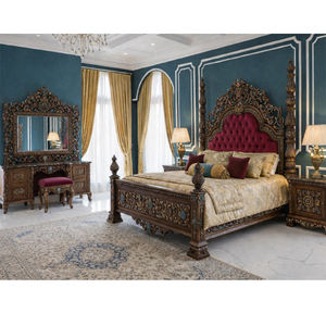 Exclusivo Juego de Muebles de Dormitorio Europeo Tallado a Mano, Cama de Madera Tallada de Primera Calidad, Juego de Cama Estilo Corona Tapizado, EE. UU. - Product Image 1
