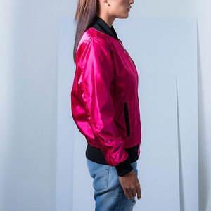 Veste en satin confortable pour femmes, coupe-vent, manches longues, fermeture éclair, col rabattu, style luxueux, veste en satin brillant pour femmes - Product Image 3