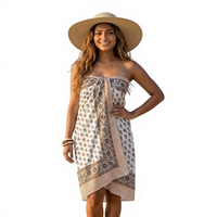 Sarong en coton imprimé à la main, robe de bain, tenue de plage, jupe paréo, vêtements d'été bohèmes faits à la main en Inde, 1 pièce