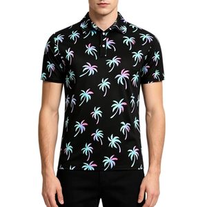 Camiseta de Golf para Hombre de Alta Calidad con Diseño de Palmeras, Manga Corta, Tejido de Poliéster, Cómoda, Transpirable y de Secado Rápido - Product Image 1