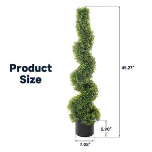 Set di 2 Alberi a Spirale Artificiali in Bosso Verde da 115cm - PVC - Product Image 3