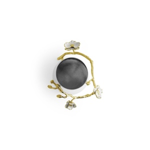 Jarrón de lujo Saleem International 2026 con diseño de granada, color plateado, de metal, con hoja de ginkgo marrón dorado - Product Image 3