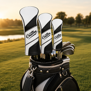 Housse de protection personnalisée en cuir PU imperméable pour clubs de golf, fermeture magnétique, couleur unie, pour driver et fairway wood, avec logo personnalisé - Product Image 1