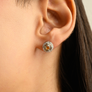 Authentic Multi Sapphire Gemstone & Diamond Halo <b>Small</b> <b>Studs</b> Earrings For Women Bulk Wholesale Available - Product Image 2