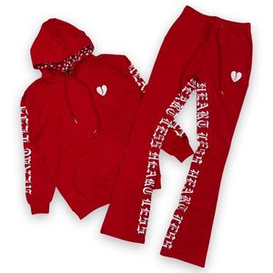 Survêtement d'hiver décontracté OEM à capuche, style vintage streetwear, en coton, coupe oversize avec pantalon évasé - Product Image 2