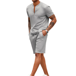 Custom Made Men's Quarter Zip Golf Polo Shirt Shorts <b>Set</b> For Men's Sport Wear Outfits Eco-friendly Lightweight Short <b>Sets</b> Men's - Product Image 3