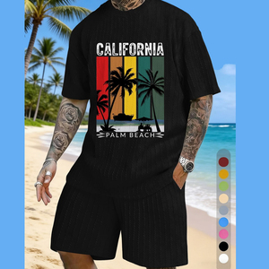 Conjunto de Camiseta de Algodón Tejido para Hombre con Pantalones Cortos de Baloncesto con Estampado Digital, Cuello Redondo, Manga Corta, Atuendo Casual de Verano - Product Image 6
