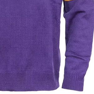 Suéter morado con cuello en V y ribete amarillo y rayas en las mangas, tejido de punto, manga larga para mujeres, ideal para escuelas/colejos/unistades - Product Image 4