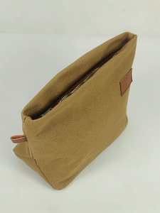 Custom Reusable Canvas <b>Zipper</b> Pouch <b>Bag</b> for Cosmetics Makeup Toiletries Travel <b>Storage</b> Organizer with Gusset - Product Image 2