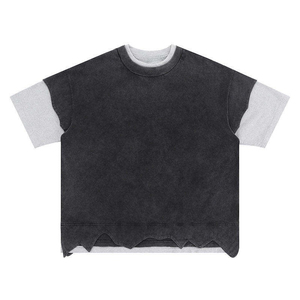 T-shirt décontracté en coton tricoté 220 GSM 100 % coton, style luxe, personnalisé, épais, uni, pour hommes - Product Image 2