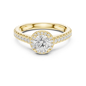 แหวนทองคำ 14K โรสโกลด์ ประดับเพชรทรงกลมเพาะเลี้ยงในห้องปฏิบัติการ ของขวัญวันครบรอบสำหรับผู้หญิง |   เพชรที่เพิ่งเพาะเลี้ยง - Product Image 3