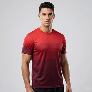 Custom Blank <b>Red</b> Gradient Soccer Jersey Men's Ombre Short Sleeve Crew Neck Football Training Shirt - Product Image 2