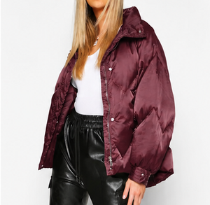 Custom Men Women's Oversized Satin Puffer Jacket Winter Quilted <b>Bubble</b> <b>Coat</b> Lightweight Fashion Padded Jacket OEM Private Label - Product Image 3