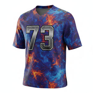 เสื้อฟุตบอลอเมริกันแขนสั้นแบบซับลิเมชั่นสั่งทำพิเศษ ผ้าโพลีเอสเตอร์ 100% ระบายอากาศได้ดี ป้องกันแบคทีเรีย มีไซส์พลัส โลโก้ด้านหน้า สำหรับทีม - Product Image 5