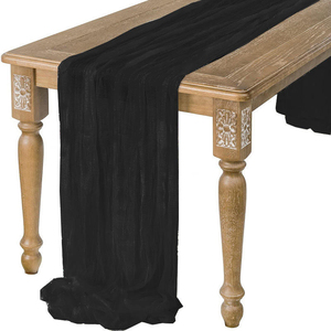 Chemin de table bleu royal de bohème de luxe tissé lin bleu vert pour tables carrées - Product Image 4