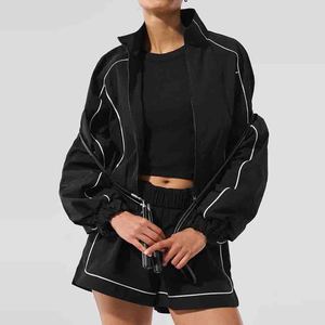 Women Oversized Black Track <b>Shorts</b> With <b>White</b> Trim Elastic Waist Breathable Polyester <b>Short</b> Length Tracksuit Set - Product Image 1